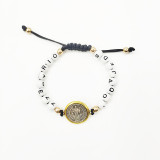 St. Benedict's Prayer Bead Bracelet Adjustable Rope Turquoise Bead Bracelet