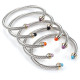 Stainless Steel Colorful Diamond Open Twisted Wire Bracelet