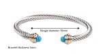 Stainless Steel Colorful Diamond Open Twisted Wire Bracelet