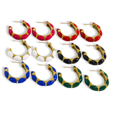 Stainless Steel Colorful Oil Dropping Enamel C-shaped Earrings