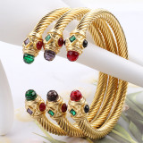 Stainless Steel Colorful Diamond Open Twisted Wire Bracelet