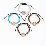 St. Benedict's Prayer Bead Bracelet Adjustable Rope Turquoise Bead Bracelet