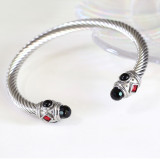 Stainless Steel Colorful Diamond Open Twisted Wire Bracelet