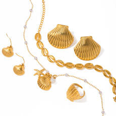 Stainless Steel Ocean Element Earrings Necklace Bracelet Ring