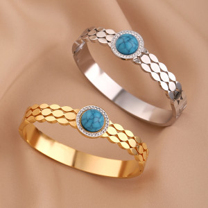 Stainless steel turquoise bracelet