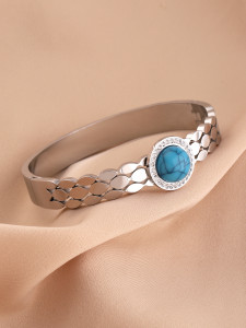 Stainless steel turquoise bracelet