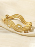 Stainless Steel Wave Line Diamond Bracelet