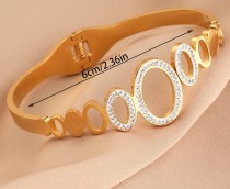 Stainless steel round hollow diamond inlaid bracelet