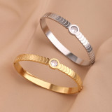 Stainless steel diagonal diamond inlaid bracelet