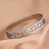Stainless steel snowflake diamond bracelet