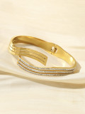 Stainless Steel Wave Line Diamond Bracelet