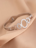 Stainless steel round hollow diamond inlaid bracelet