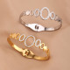 Stainless steel round hollow diamond inlaid bracelet