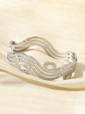 Stainless Steel Wave Line Diamond Bracelet