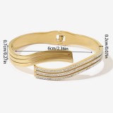 Stainless Steel Wave Line Diamond Bracelet
