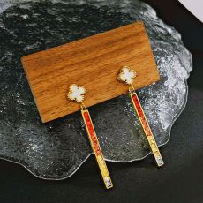 Stainless steel shell flower butterfly studded diamond earrings