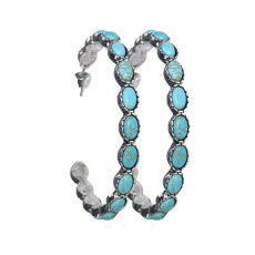 Turquoise large circle C-shaped earrings