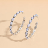 Turquoise large circle C-shaped earrings