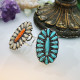 Colored White Turquoise Exaggerated Ring