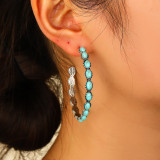 Turquoise large circle C-shaped earrings