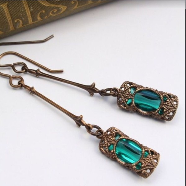 Long gemstone earrings