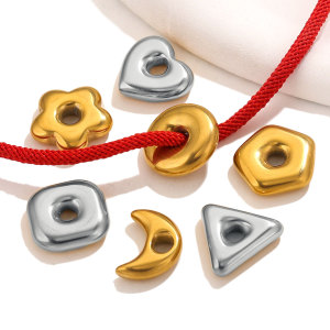 Stainless steel love pentagonal star large hole hexagonal dividing bead DIY jewelry necklace making accessories