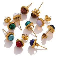 Stainless steel natural stone earrings