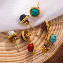 Stainless steel natural stone earrings