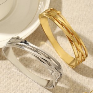 Stainless steel double-layer cross five pointed star bracelet