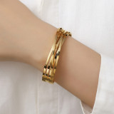 Stainless steel double-layer cross five pointed star bracelet