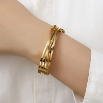 Stainless steel double-layer cross five pointed star bracelet