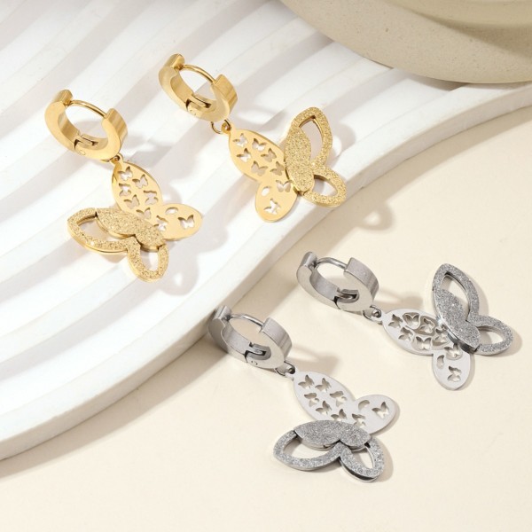 Stainless steel butterfly earrings