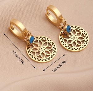 Stainless steel Hollow Flower Devil's Eye earrings