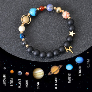Eight planets and twelve constellations bracelet, frosted stone beaded bracelet