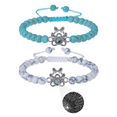 100 languages dog claw projection stone bracelet, natural turquoise woven bracelet, couple bracelet