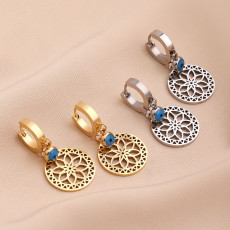 Stainless steel Hollow Flower Devil's Eye earrings