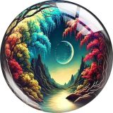 20MM Life Tree Moon glass snap button charms