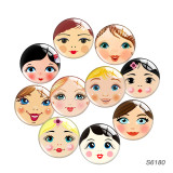 20MM Doll Matryoshka Girl Face mask glass snap button charms
