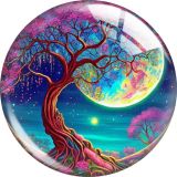20MM Life Tree Moon glass snap button charms