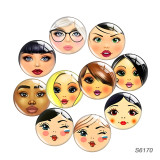 20MM Doll Matryoshka Girl Face mask glass snap button charms