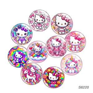 20MM KT Cat glass snap button charms