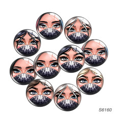 20MM Doll Matryoshka Girl Face mask glass snap button charms
