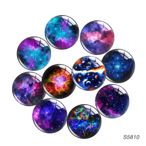 20MM Starry planets in the sky glass snap button charms