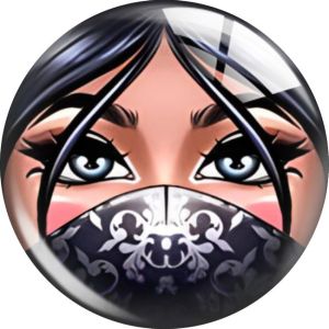 20MM Doll Matryoshka Girl Face mask glass snap button charms