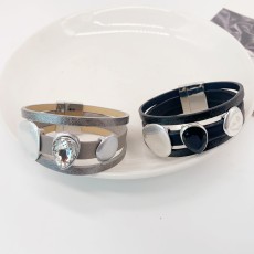 PU leather magnetic buckle with diamond inlay and irregular accessory bracelet with water droplets