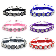 Alloy multi-color woven Jesus adjustable bracelet