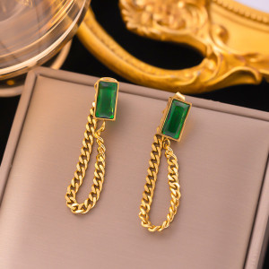Stainless steel emerald earrings