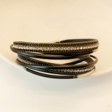 Bohemian colored PU leather magnetic buckle bracelet