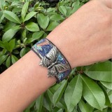 Vintage Metal Butterfly PU Leather Magnetic Buckle Bracelet