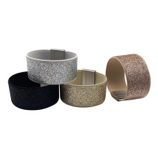 PU leather bracelet with multi-color powder coated magnetic absorption, Semitic style bracelet